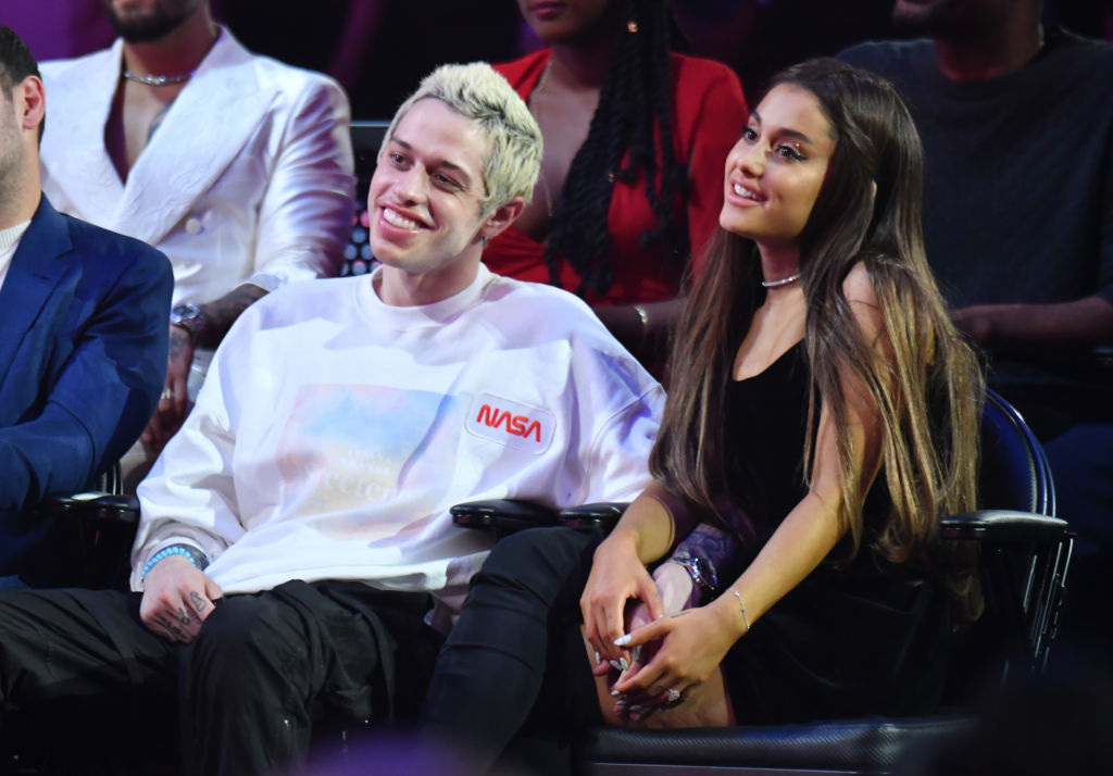 NEW YORK, NY - AUGUST 20:  Pete Davidson (C) and Ariana Grande (R) attend the 2018 MTV Video Music Awards at Radio City Music Hall on August 20, 2018 in New York City.  (Photo by Jeff Kravitz/FilmMagic)